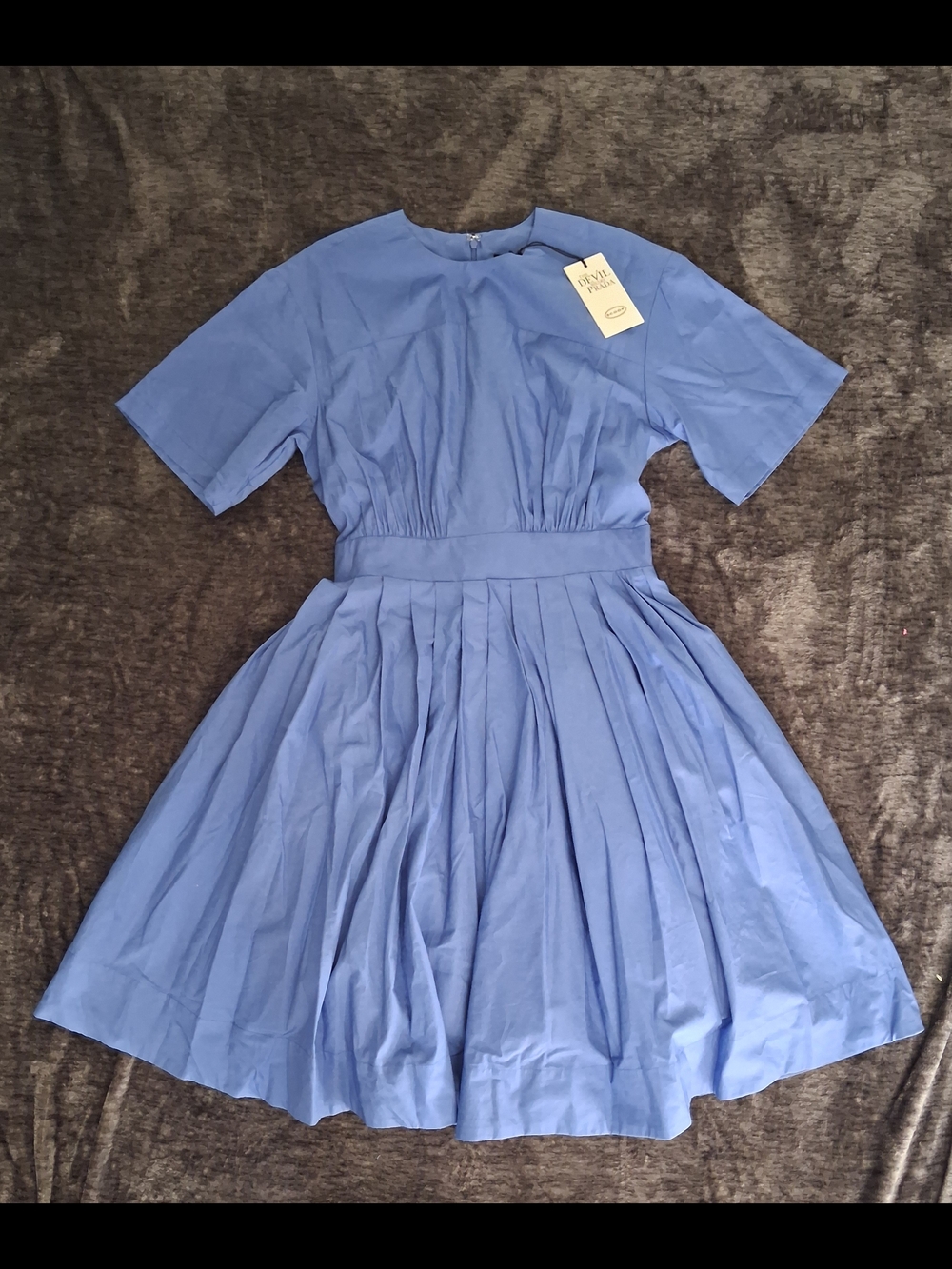 NWT Scoop "Devil Wears Prada" Poplin Pleated Blue Dress Women Size 6